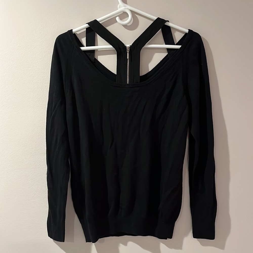 Sandro Black Y-Strap Sweater View 4